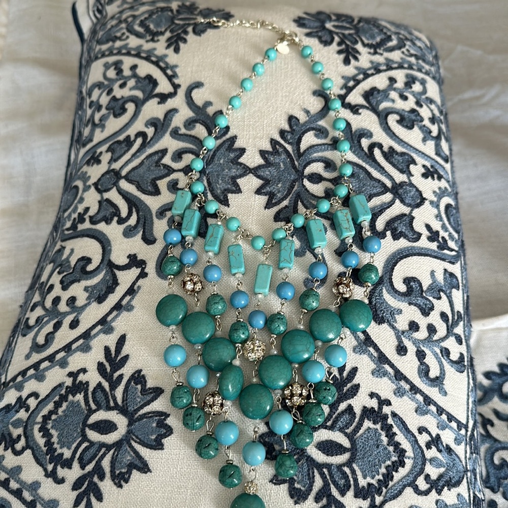 Chicos turquoise colored statement necklace adjustable very beautiful piece - Picture 10 of 16